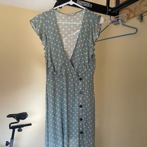 Lush Green Polka Dot Midi Dress